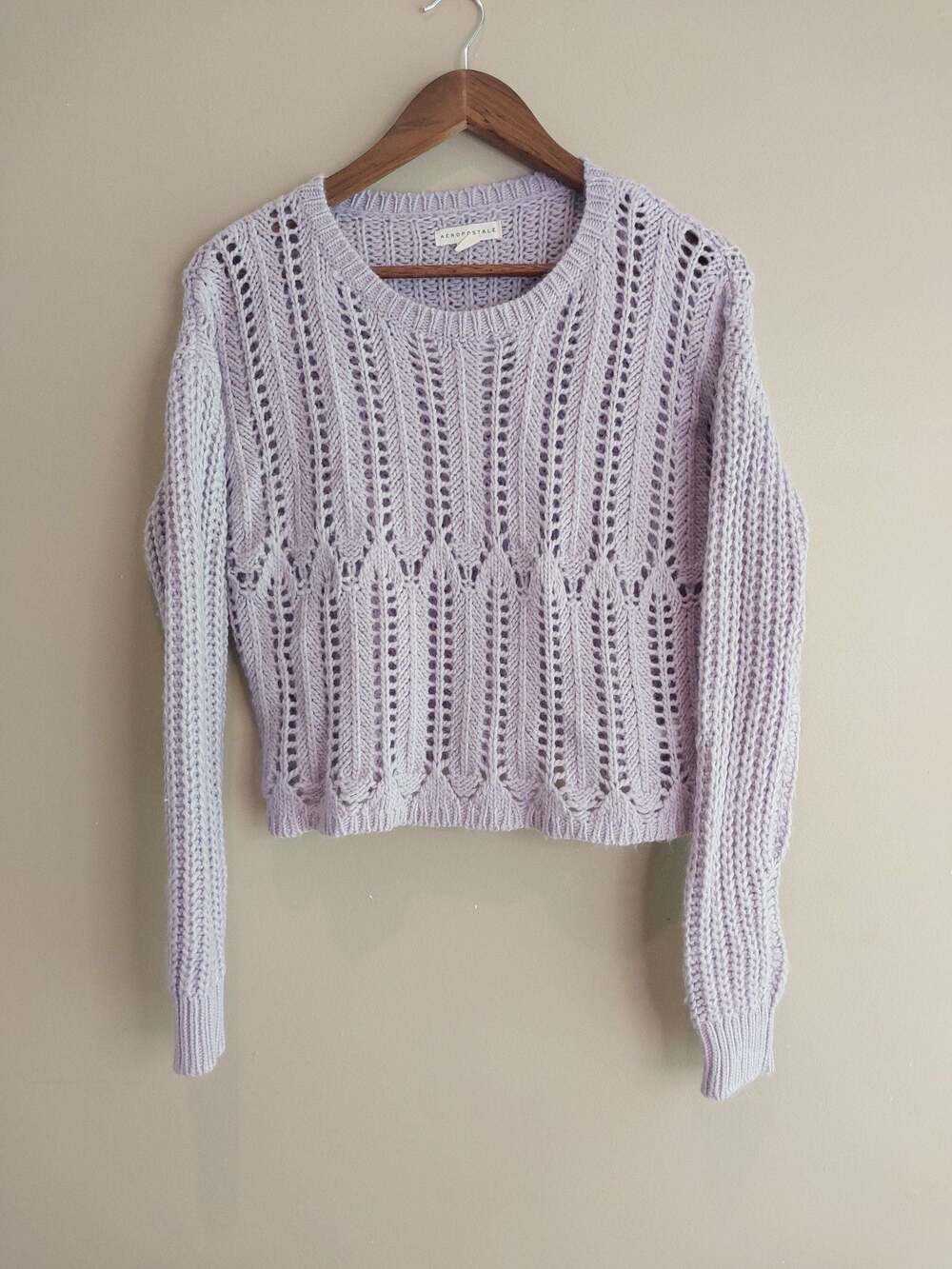 Aeropostale Lavender Purple Open Knit Cropped Sweater Size S